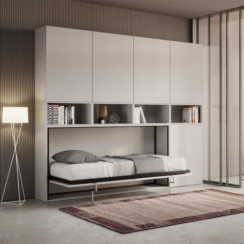 Horizontaal opklapbed ruimtebesparend eenpersoonsmatras wit Kando C Aanbieding