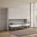 Wit horizontaal inklapbaar eenpersoonsbed met kast Kando D Aanbieding