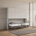 Wit horizontaal inklapbaar eenpersoonsbed met kast Kando D Aanbieding