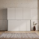 Wit horizontaal inklapbaar eenpersoonsbed met kast Kando D Catalogus
