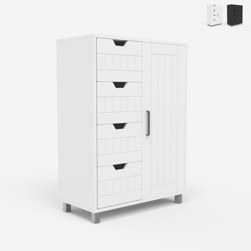 Ladekast met 4 laden en een deur voor badkamer of slaapkamer Rendel Aanbieding Ladekast met 4 laden en een deur voor badkamer of slaapkamer Rendel Aanbieding