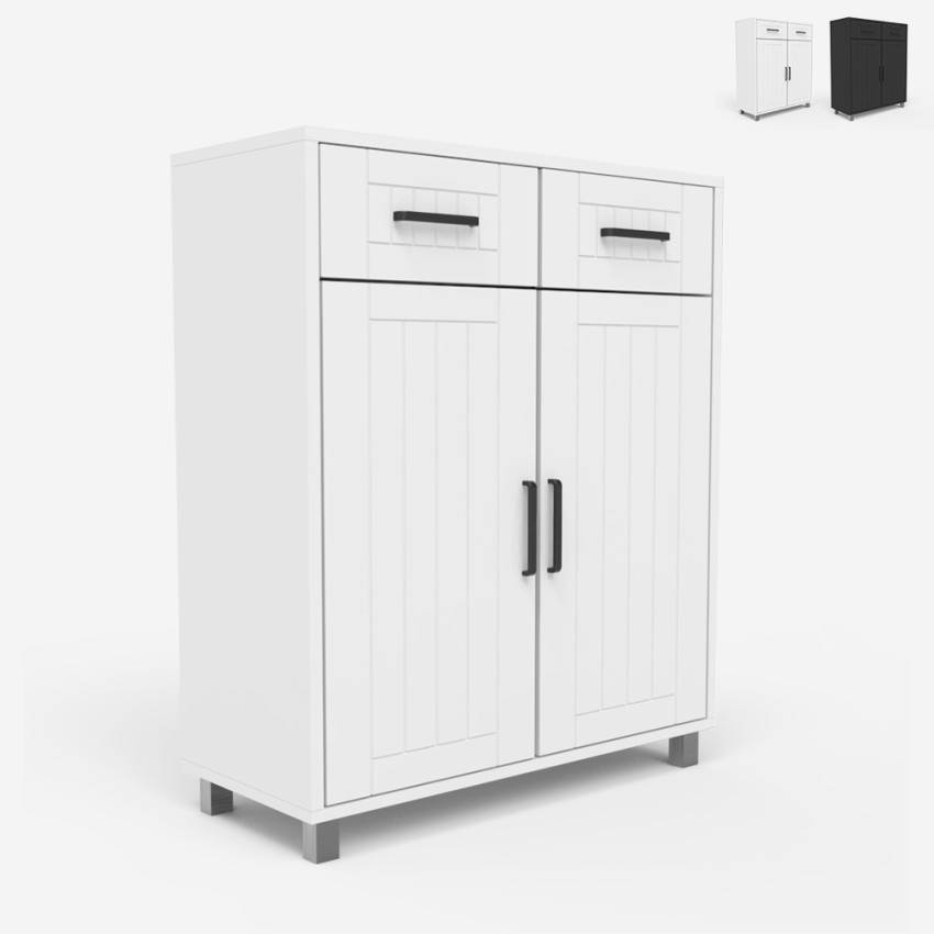 Modern multifunctioneel badkamermeubel 60 cm met 2 deuren en 2 lades Takari Aanbieding Modern multifunctioneel badkamermeubel 60 cm met 2 deuren en 2 lades Takari Aanbieding