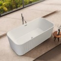Vrijstaand rechthoekig wit bad met geribbelde front 170x75 cm Lemno Aanbieding