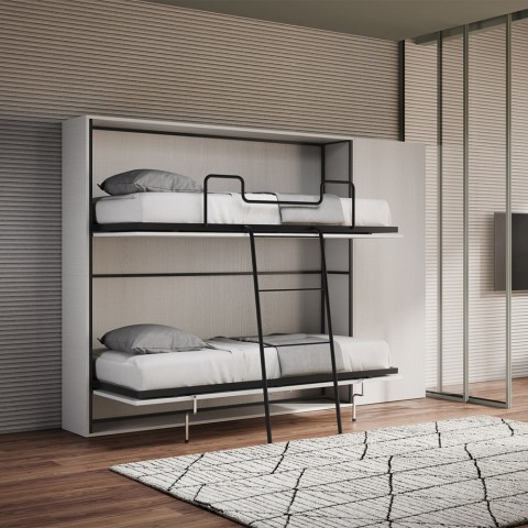 Modern wit inklapbaar stapelbed met kast Kando H Aanbieding