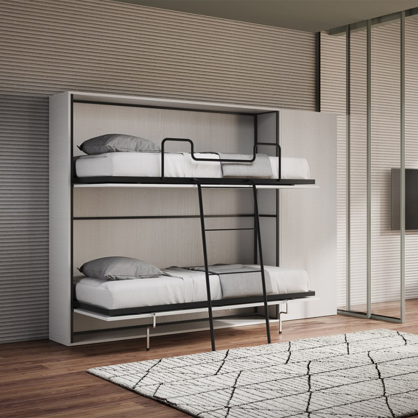 Modern wit inklapbaar stapelbed met kast Kando H Aanbieding
