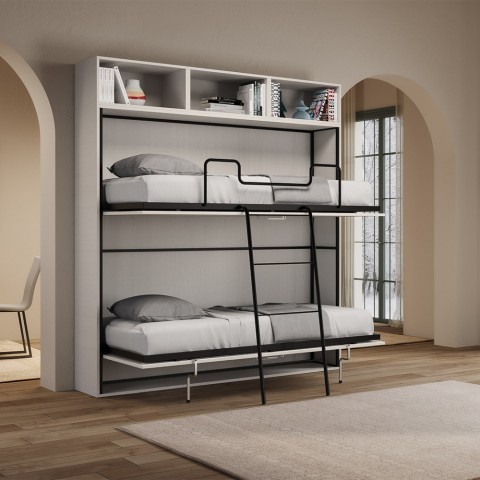 Modern opklapbaar stapelbed wit Kando L ruimtebesparend design Aanbieding