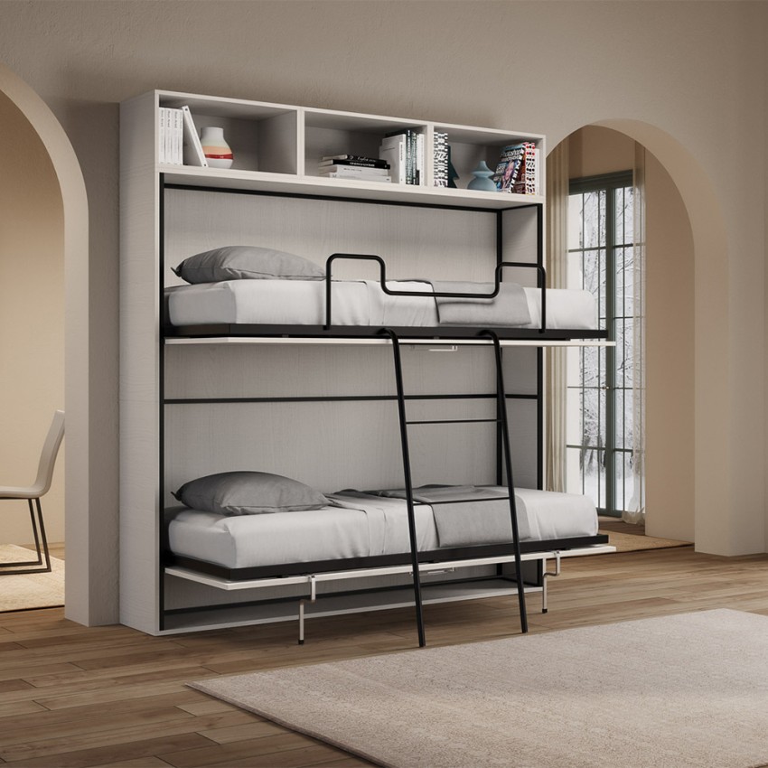 Modern opklapbaar stapelbed wit Kando L ruimtebesparend design Aanbieding