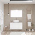 Hangend badkamermeubel 100 cm met wastafel en spiegel met LED-verlichting City 100 Aanbieding