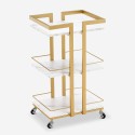 Verrijdbare trolley voor schoonheidsspecialist en kapper in goud metaal en marmer effect Mawi Verkoop