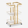 Verrijdbare trolley voor schoonheidsspecialist en kapper in goud metaal en marmer effect Mawi Verkoop