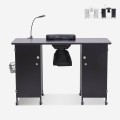 Manicuretafel met wielen, afzuiging en lamp in wit of zwart Talos Aanbieding