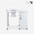 Witte of zwarte manicuretafel met afzuiging met wielen en lamp Klea Aanbieding