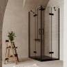 Vierkante douchecabine  90x90 cm zwart en transparant glas 6 mm Lion Aanbieding