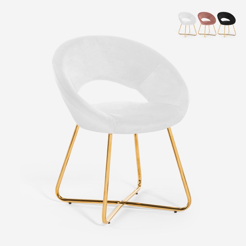 Fluwelen fauteuil stoel met gouden poten Wisel Aanbieding Fluwelen fauteuil stoel met gouden poten Wisel Aanbieding