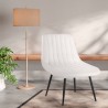 Modern design loungefauteuil met geribbelde zitting in fluwelen stof Rajin Korting