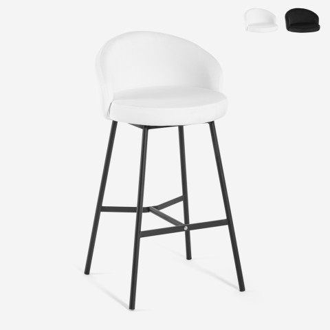 Hoge moderne design barkruk in zwart metaal en fluweel Cincinnati Aanbieding