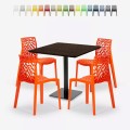 Horeca set met salontafel 90x90 cm en 4 stapelbare design stoelen Dustin Aanbieding