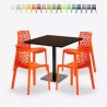 Horeca set met salontafel 90x90 cm en 4 stapelbare design stoelen Dustin Aanbieding