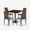 Horeca set met salontafel 90x90 cm en 4 polyrotan stoelen Barrett Afmetingen
