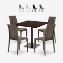 Horeca set met salontafel 90x90 cm en 4 polyrotan stoelen Barrett Aanbieding