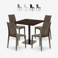 Horeca set met salontafel 90x90 cm en 4 polyrotan stoelen Barrett Aanbieding