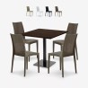 Horeca set met salontafel 90x90 cm en 4 polyrotan stoelen Barrett Aanbieding