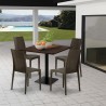Horeca set met salontafel 90x90 cm en 4 polyrotan stoelen Barrett Model
