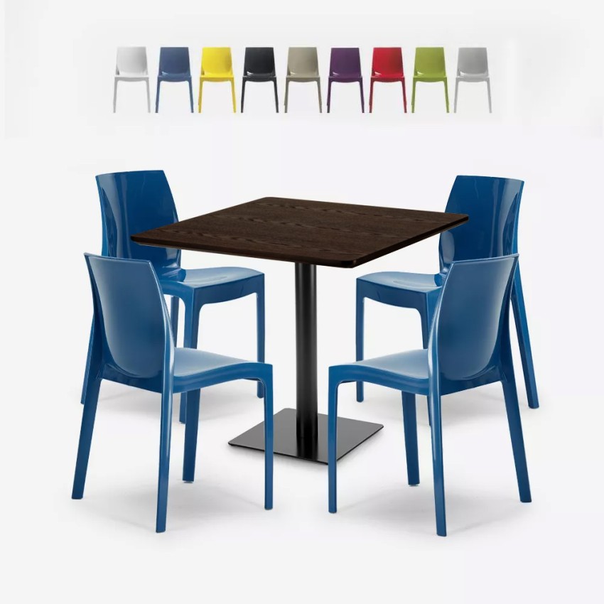 Horeca set met salontafel 90x90 cm en 4 stoelen Yanez Aanbieding