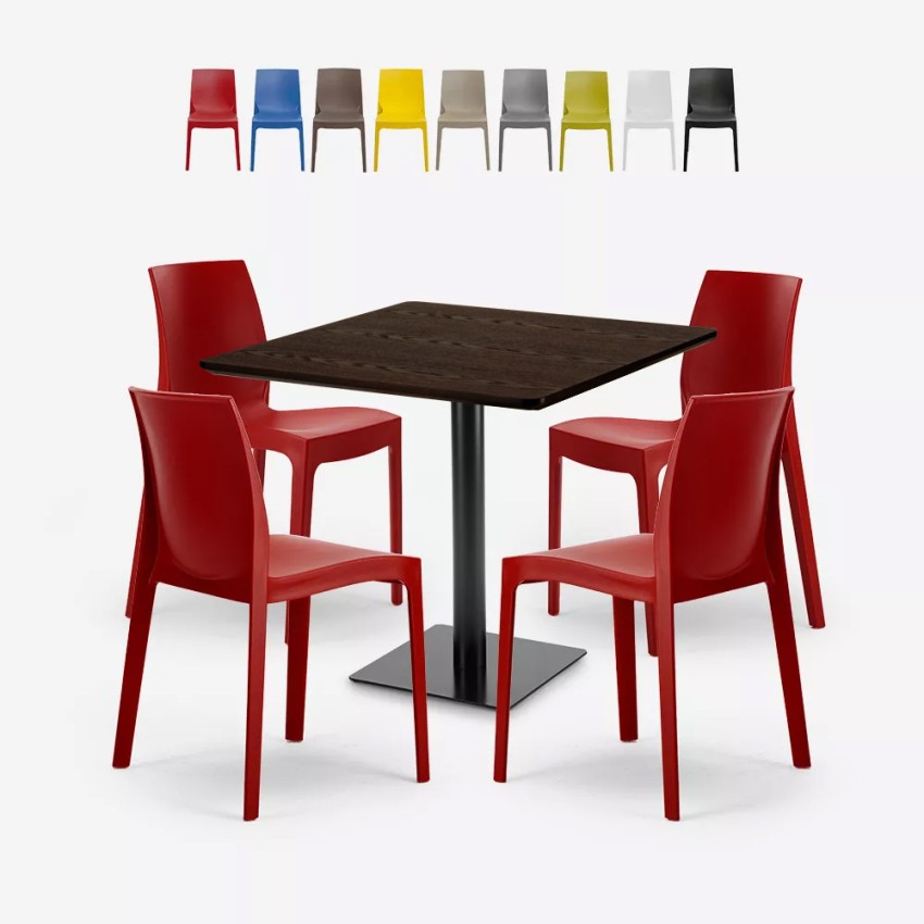 Horeca set met salontafel 90x90 cm en 4 stoelen Jasper Aanbieding Horeca set met salontafel 90x90 cm en 4 stoelen Jasper Aanbieding