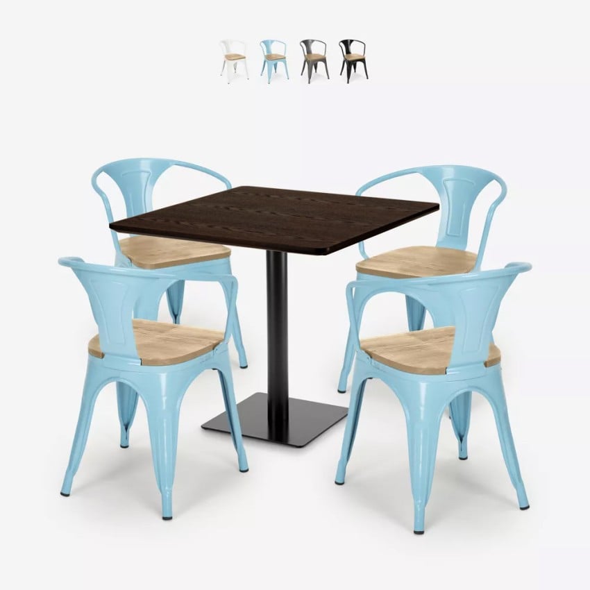 Horeca set met tafel 90x90 cm en 4 stoelen Dunmore Verkoop