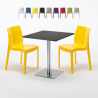 Vierkante tafel 70x70 cm met 2 gekleurde stoelen Ice Rum Raisin Keuze