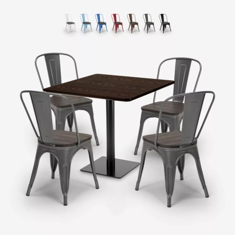 Horeca set met tafel 90x90 cm en 4 stoelen Edgar Aanbieding