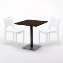 Vierkante Tafel 70x70 cm houteffect met 2 gekleurde stoelen Paris Melon 