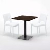 Vierkante Tafel 70x70 cm houteffect met 2 gekleurde stoelen Paris Melon 