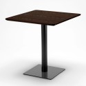 Vierkante tafel 70x70 cm houteffect met 2 gekleurde stoelen Gruvyer Melon 