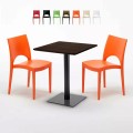 Vierkante tafel 60x60 cm met 2 gekleurde stoelen Paris Kiss Aanbieding