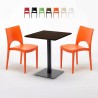 Vierkante tafel 60x60 cm met 2 gekleurde stoelen Paris Kiss Aanbieding