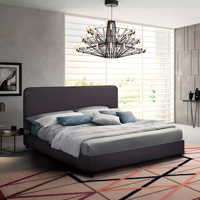 Tweepersoons bed van stof met lattenbodem 160x190 cm Zurich King Aanbieding Tweepersoons bed van stof met lattenbodem 160x190 cm Zurich King Aanbieding