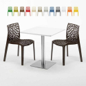 Vierkante salontafel wit 60x60 cm en 2 gekleurde stoelen Gruyver Strawberry Karakteristieken