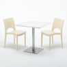Vierkante salontafel wit 60x60 cm met stalen onderstel en 2 gekleurde stoelen Paris Strawberry Karakteristieken