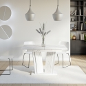 Uitschuifbare witte keukentafel met marmeren effect 120-160x80 cm Doha 2 Catalogus