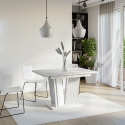 Uitschuifbare witte keukentafel met marmeren effect 120-160x80 cm Doha 2 Korting