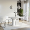Uitschuifbare witte keukentafel met marmeren effect 120-160x80 cm Doha 2 Korting
