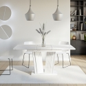 Uitschuifbare witte keukentafel met marmeren effect 120-160x80 cm Doha 2 Kortingen