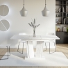 Uitschuifbare witte keukentafel met marmeren effect 120-160x80 cm Doha 2 Kortingen