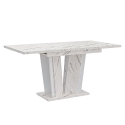 Uitschuifbare witte keukentafel met marmeren effect 120-160x80 cm Doha 2 Verkoop