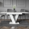 Moderne witte uitschuifbare tafel 120-160x80 cm met marmeren effect Masiv Korting