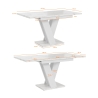 Moderne witte uitschuifbare tafel 120-160x80 cm met marmeren effect Masiv Kortingen