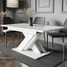 Uitschuifbare tafel 140-180 cm met wit marmereffect en modern design Bronx Aanbieding
