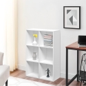 Moderne witte boekenkast met 6 kubusvormige vakken 65x30x97 cm Ika 2 Verkoop